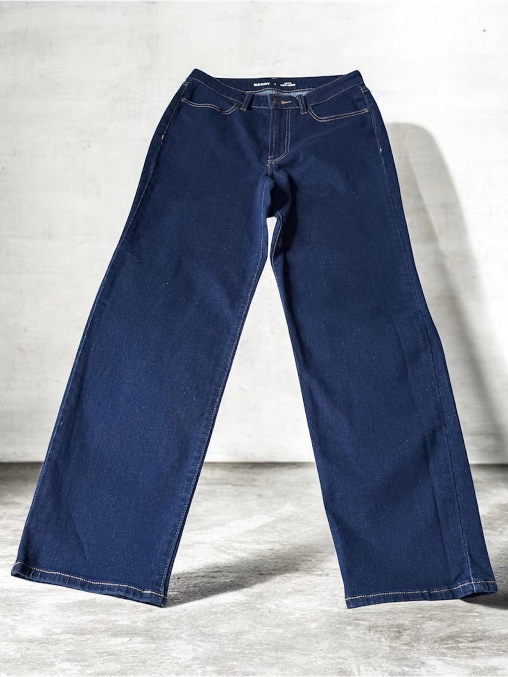 Old Navy High-Rise Wow Loose Blue Jeans Women’s Sz 4 Stretch Denim Zip Fly